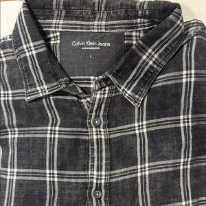 Calvin Klein Jeans Charcoal Plaid Men's Shirt